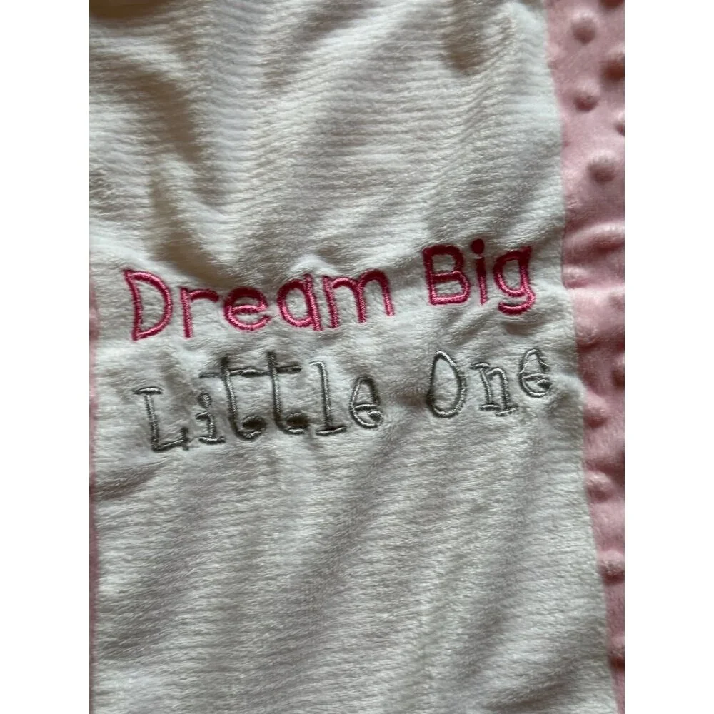 Dream Big Little One Pink White‎ Block Minky Dot Forever Baby Activity Blanket